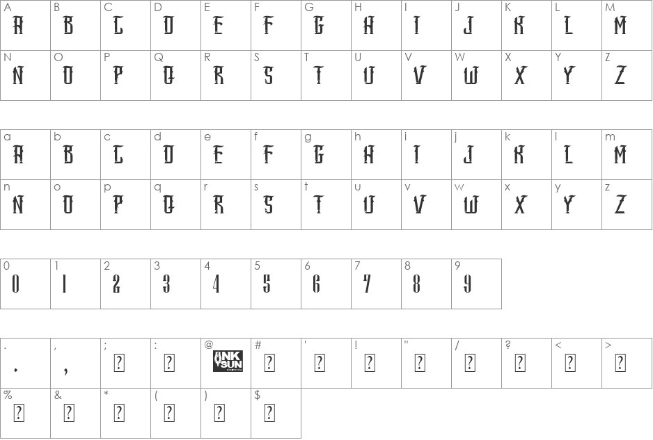 SANG JAWARA font character map preview