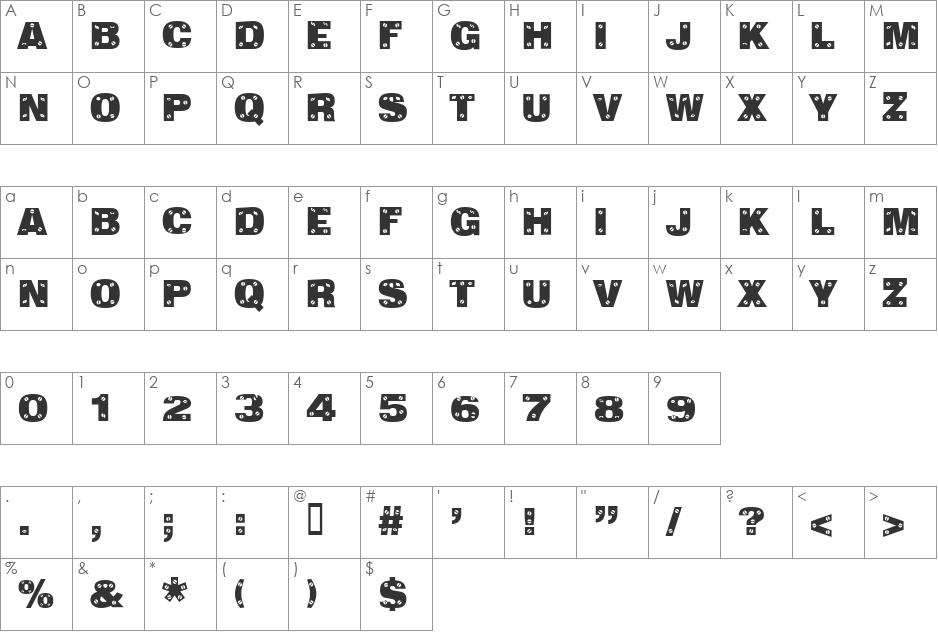 Sans Plate Caps font character map preview