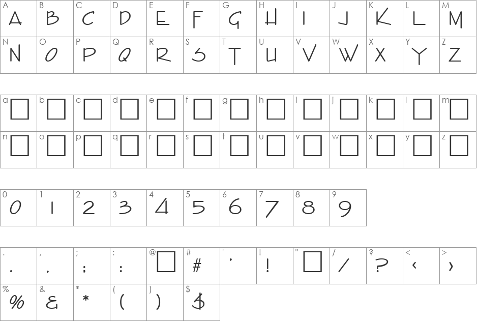 SANSIBAR font character map preview