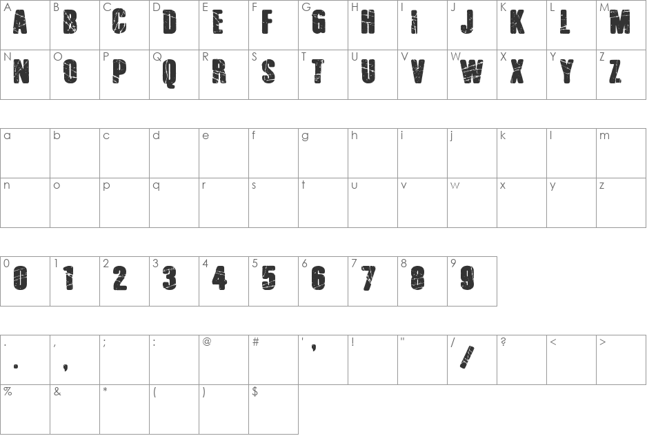 Barb Wire Club font character map preview