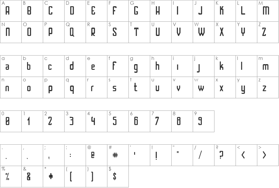 Santa Rosalia font character map preview