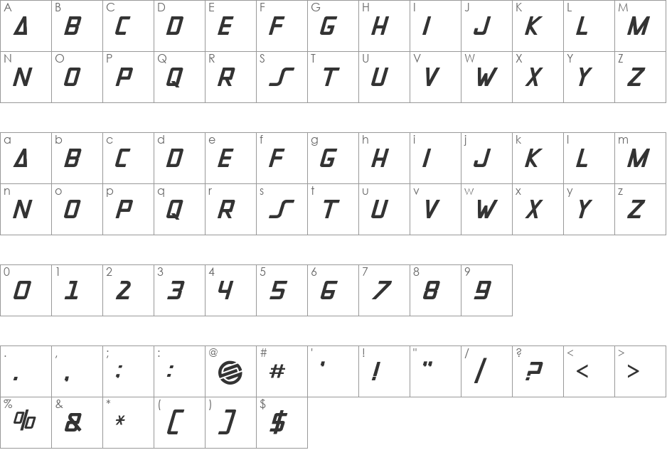 santacarla font character map preview