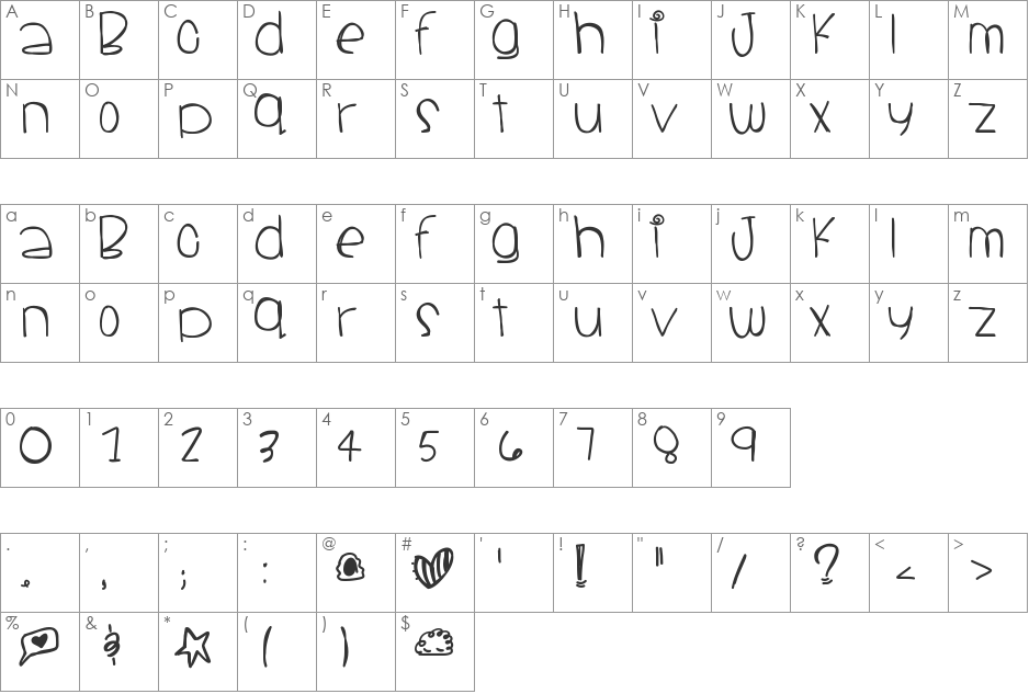 SantaCruz font character map preview