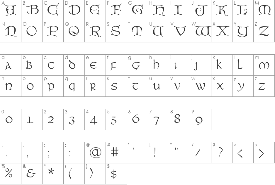 Barbara Svelte font character map preview