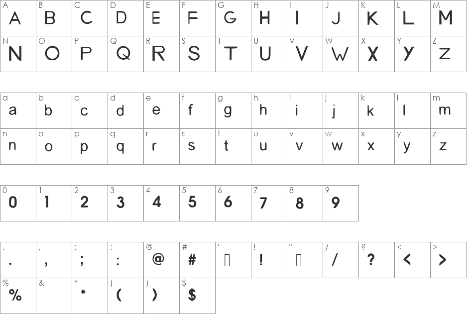 San_Diego_Font font character map preview