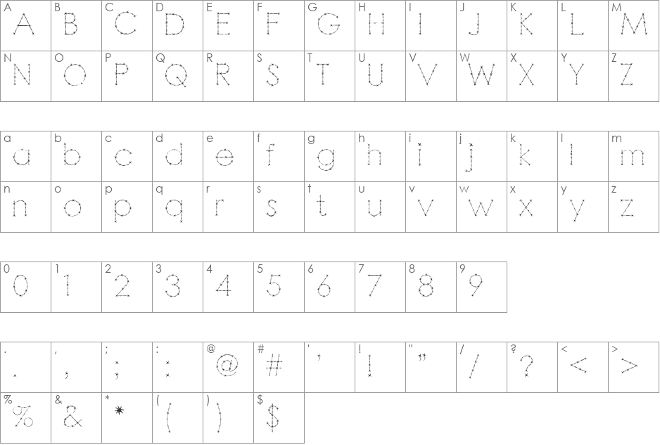 Barbarello font character map preview