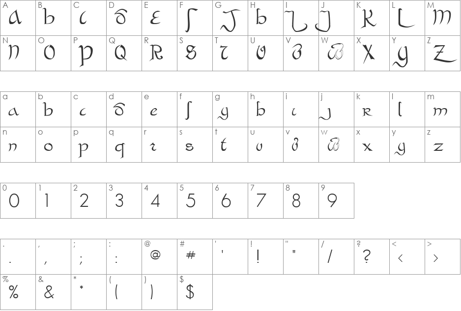 SaracenSSK font character map preview