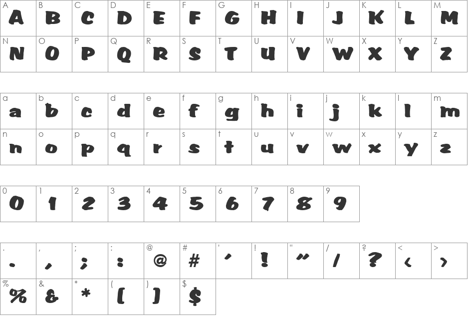 SarahBecker font character map preview