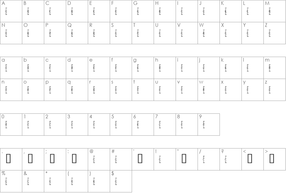 SardinesCanned font character map preview