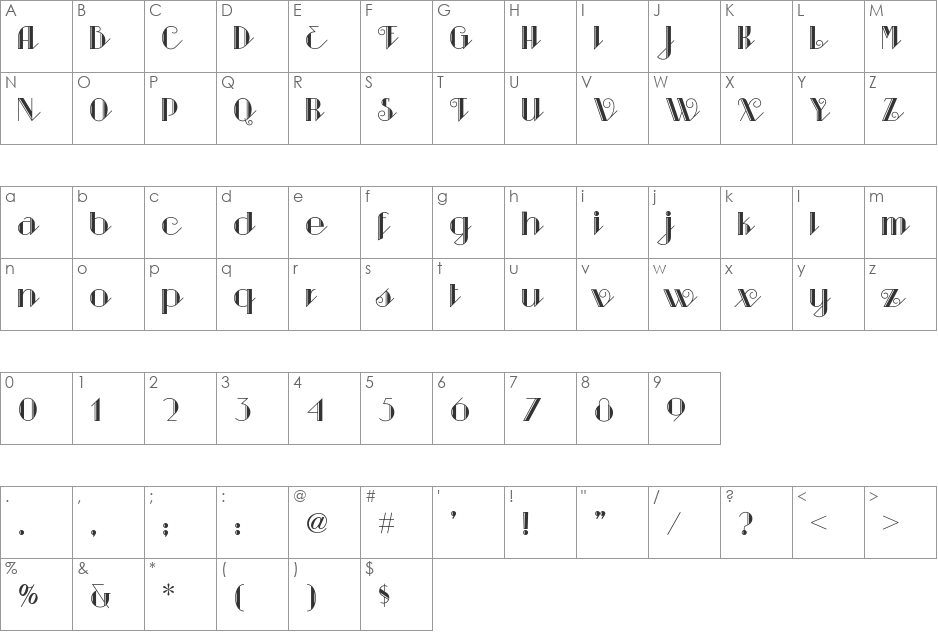 Sarsaparilla NF font character map preview