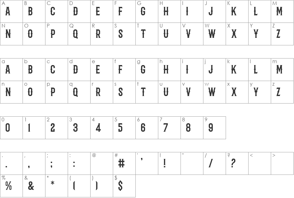 Barbaro font character map preview