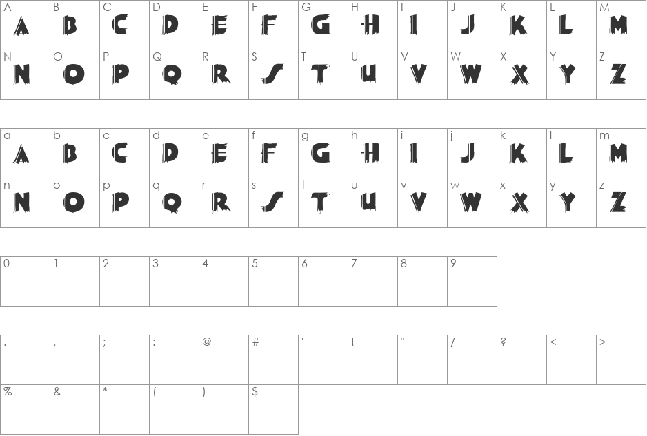 SashDisplayCaps font character map preview