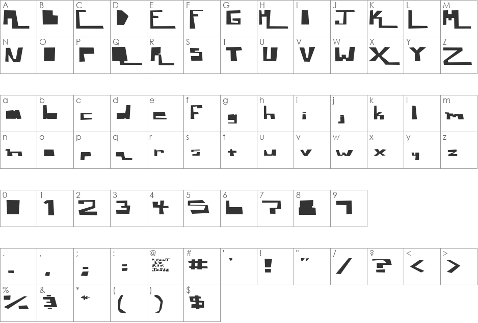Sassmouth Thick font character map preview