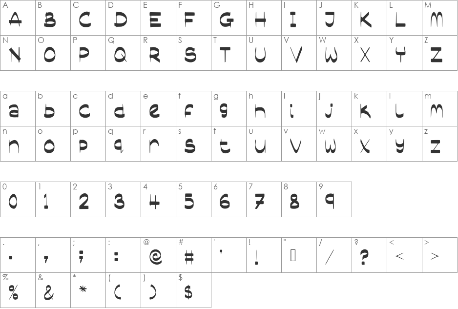 SassyBlogger font character map preview