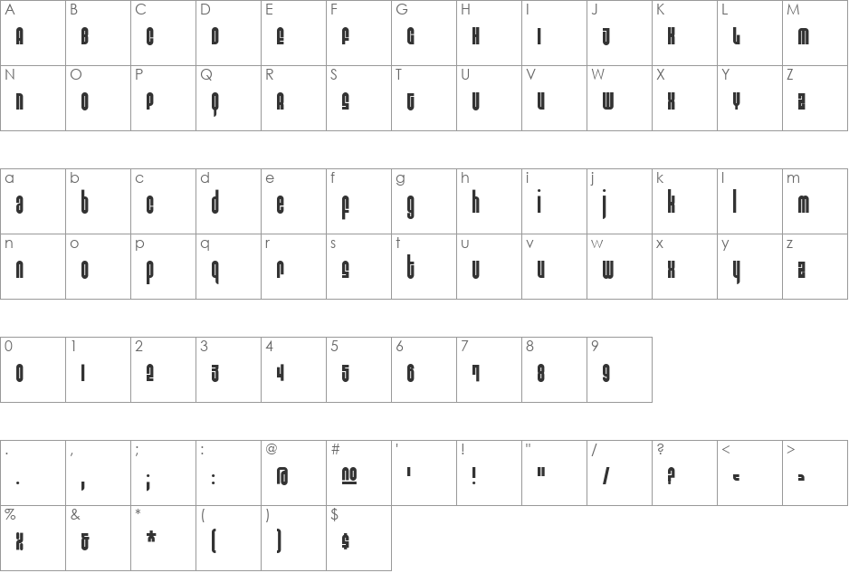 Saturate font character map preview