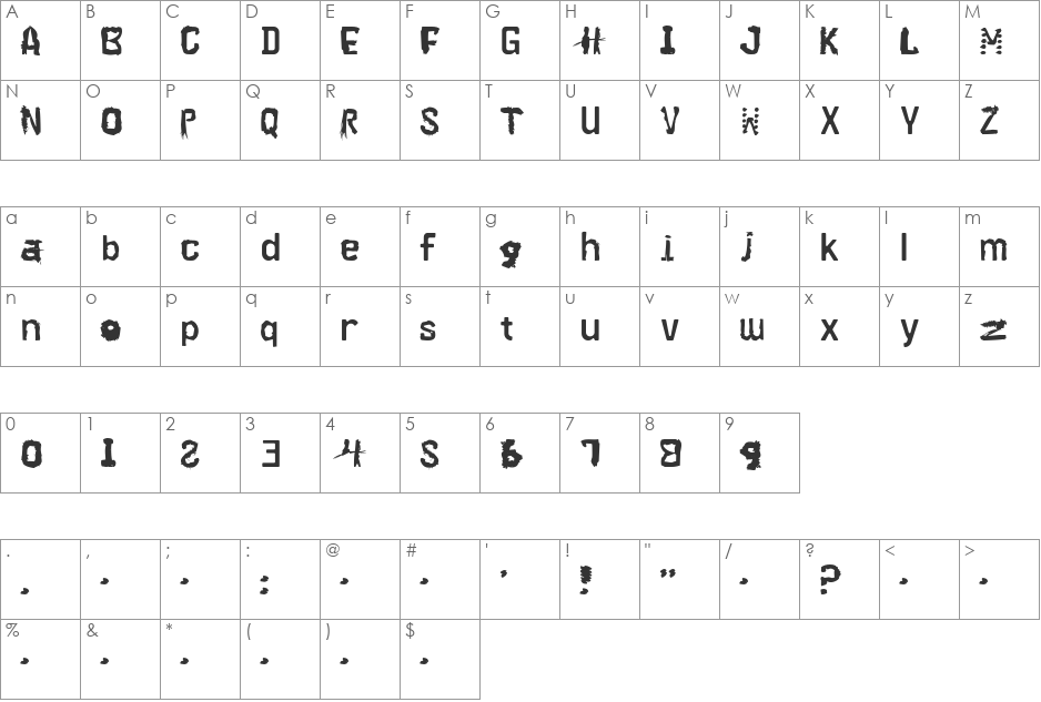 Sauertwiggo font character map preview