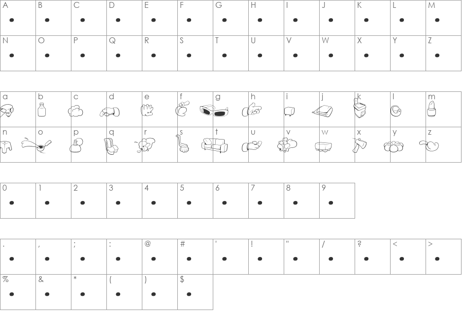 SaunaDingbats-Outline font character map preview