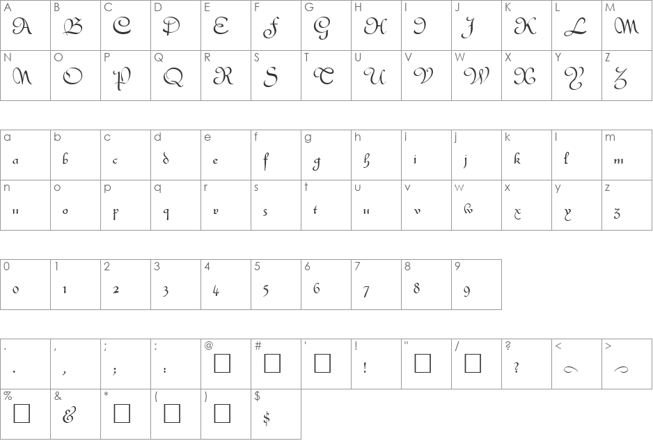 SavannahScriptSSK font character map preview
