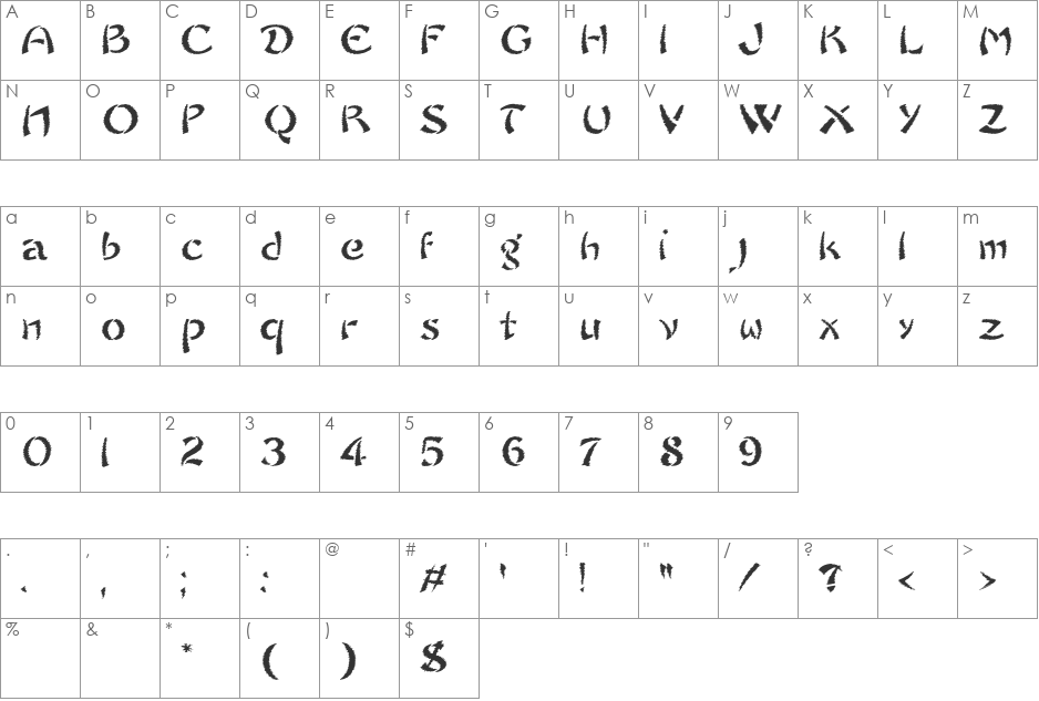 Sayonara Trash Free font character map preview