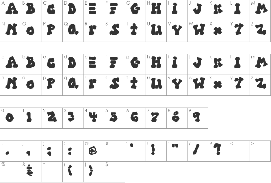SBC Aztec font character map preview