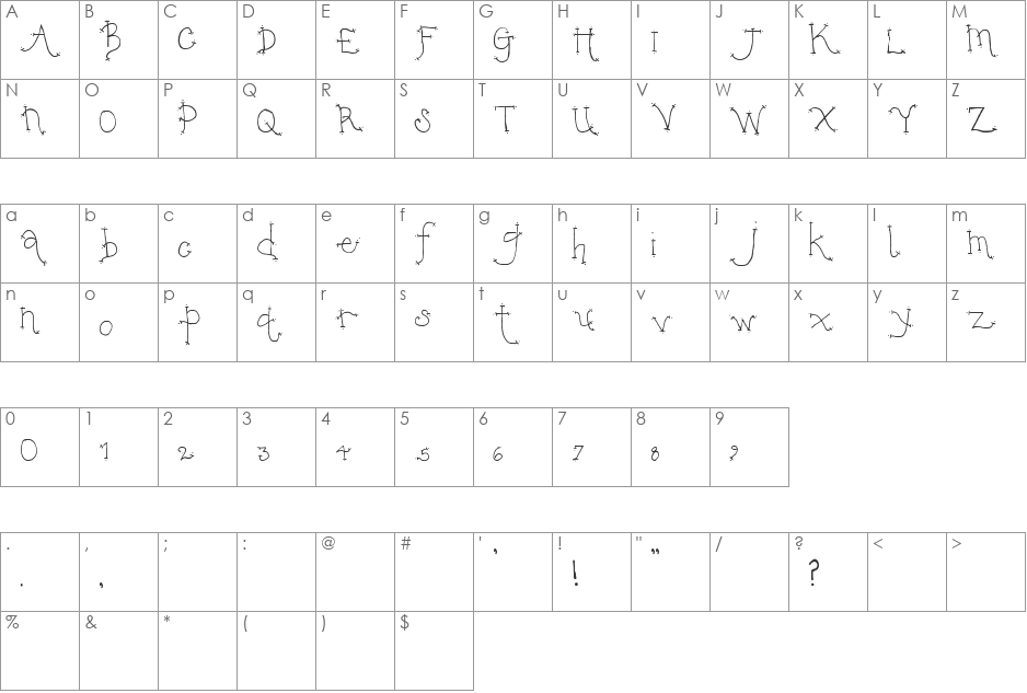 SBC JDot font character map preview