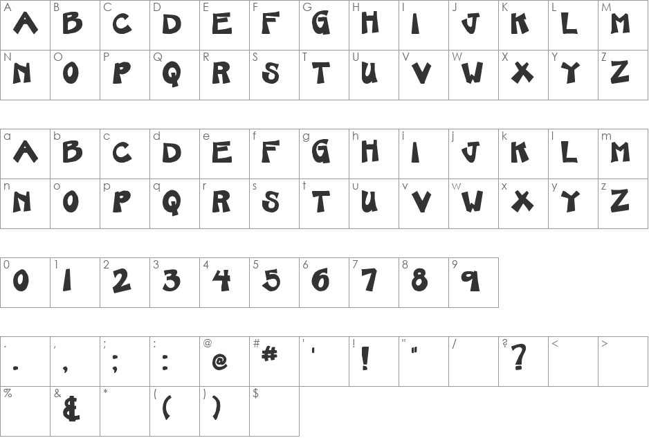 SBC Karen Bear Ultra font character map preview
