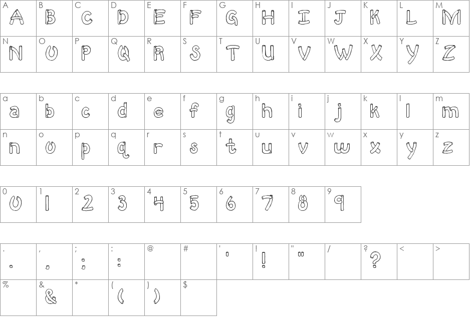SBC Macaroni font character map preview