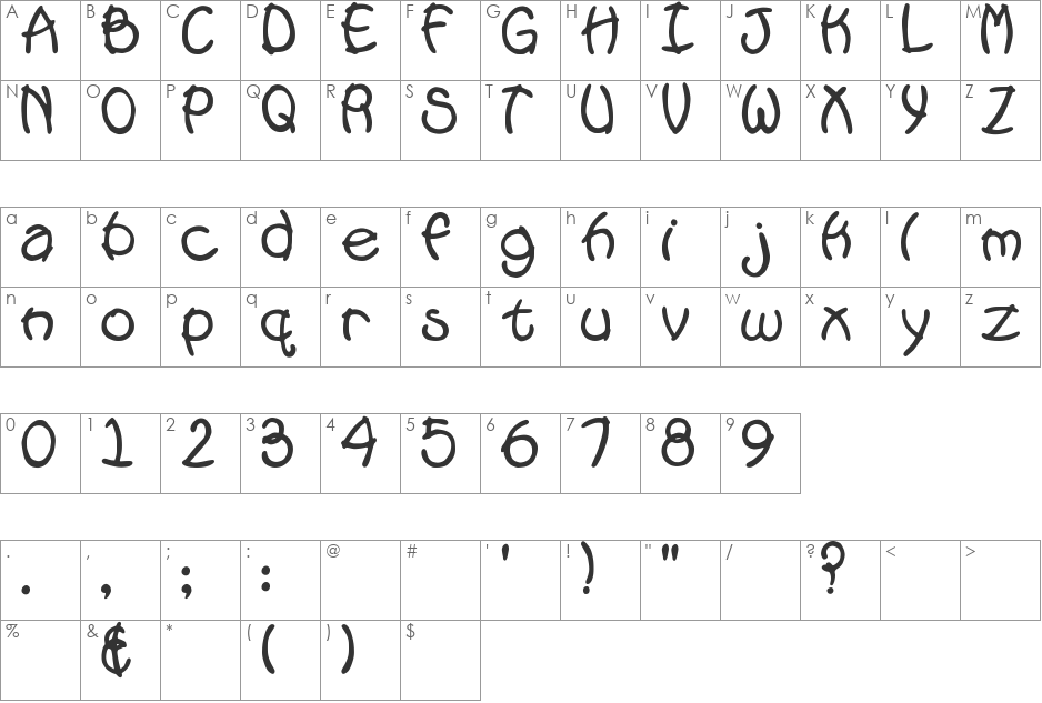 SBC Pool Noodle font character map preview