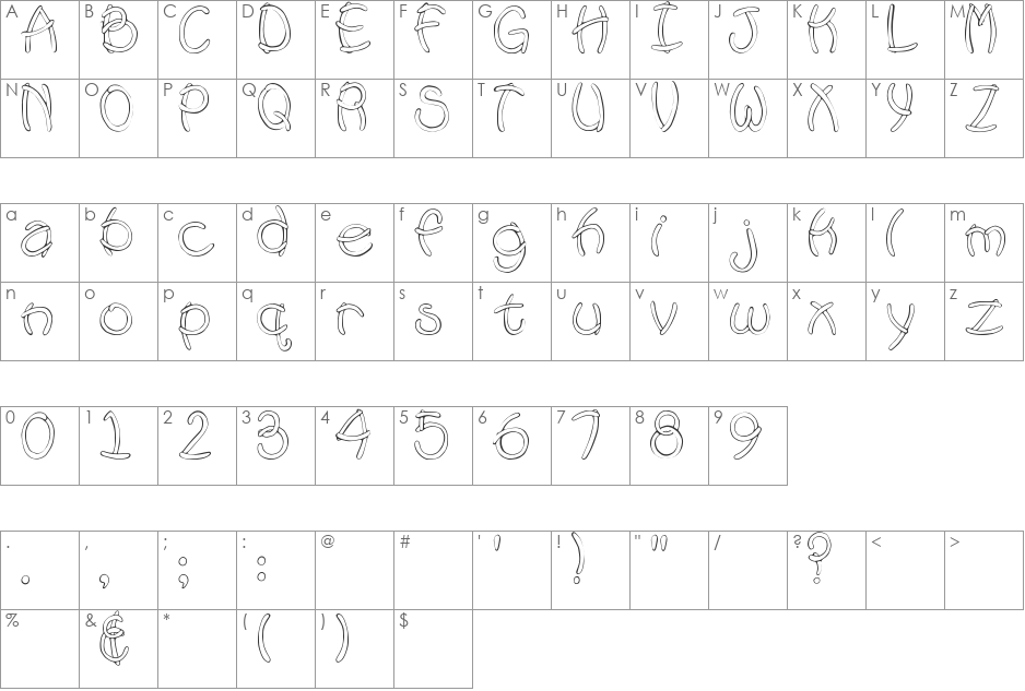 SBC Pool Noodle Outline font character map preview