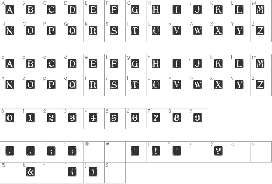 SBC Tablets font character map preview