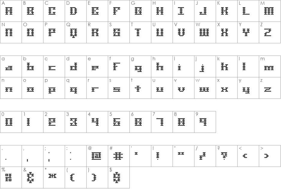 Scalelines BRK font character map preview