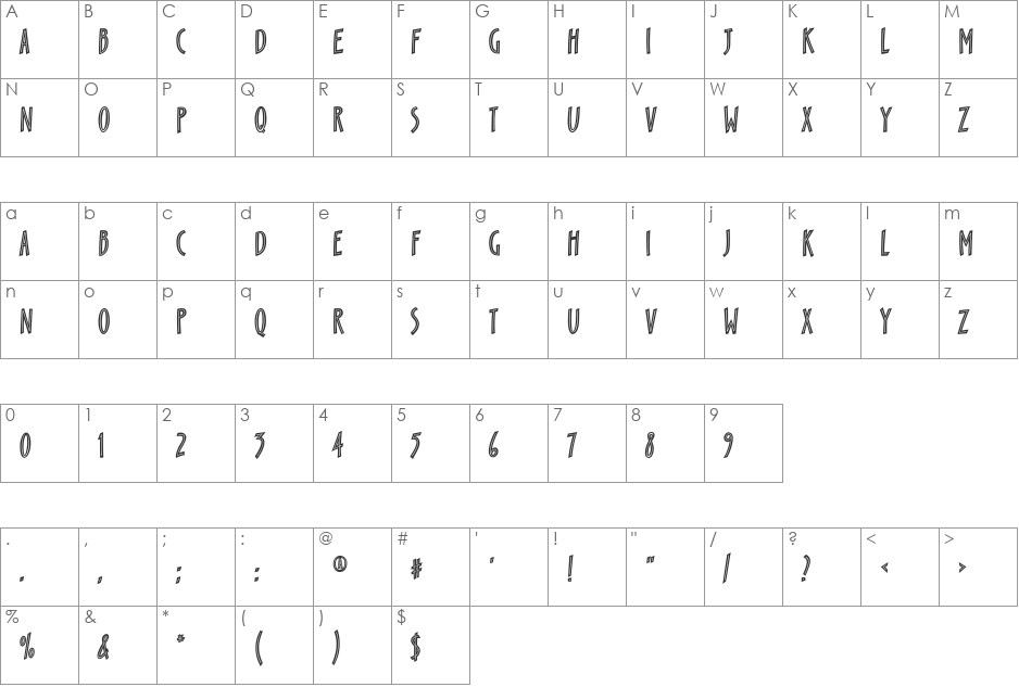 Scamp FB font character map preview