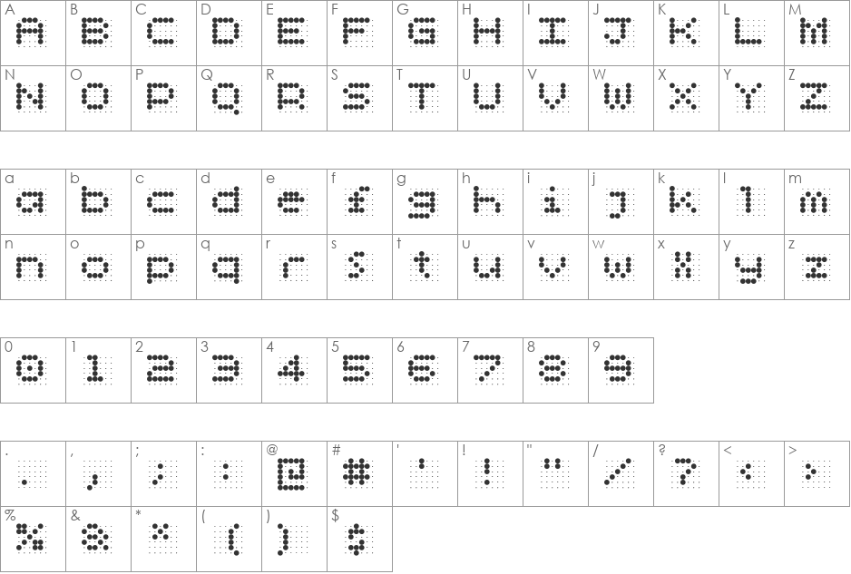 ScannerZ font character map preview
