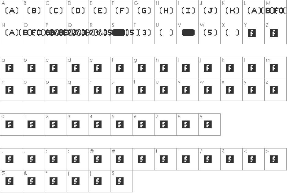 SCANTRON LIMITED font character map preview