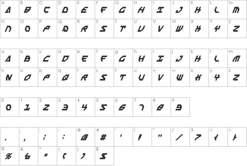 Scarab Script Bold Italic font character map preview