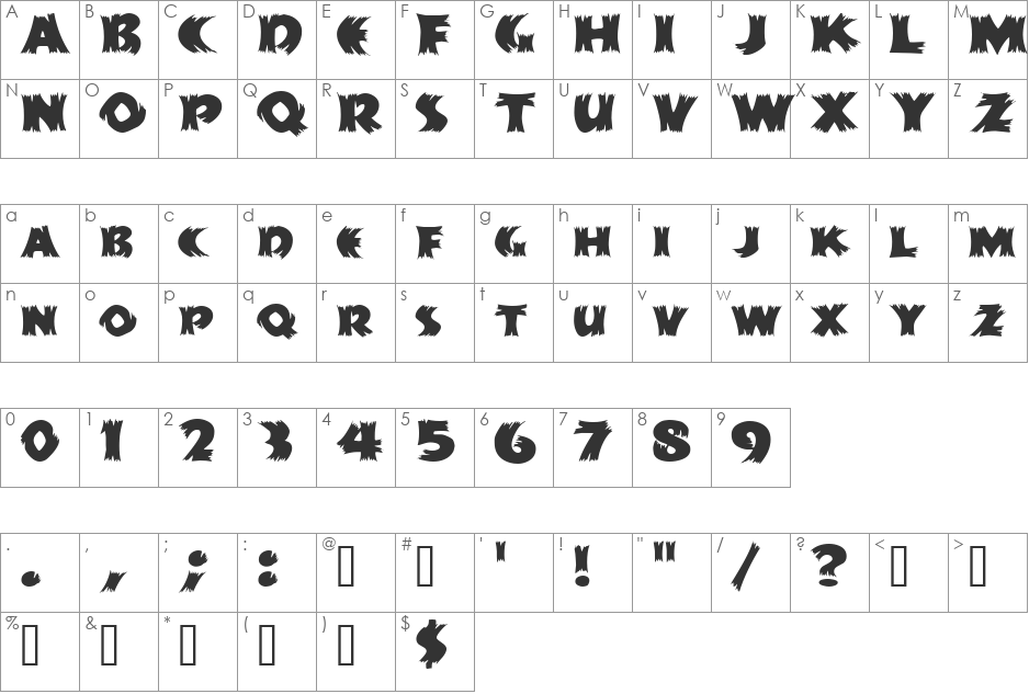 ScarecrowCondensed font character map preview