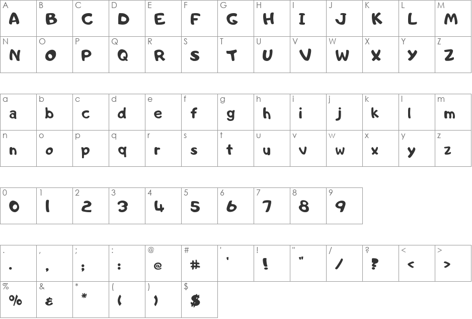 Adigiana 2 font character map preview