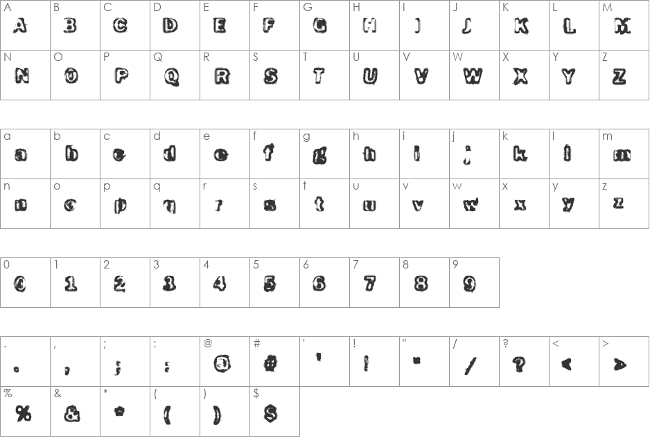 Schizoid Trout font character map preview