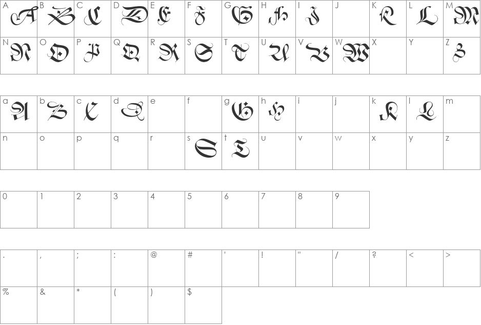 SchneidlerInitialen font character map preview