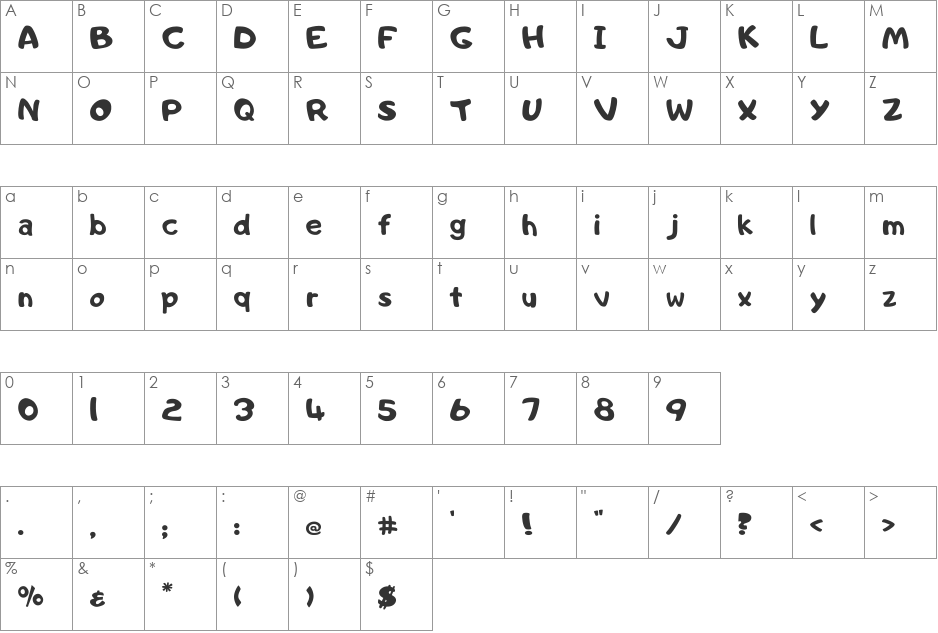 Adigiana Ultra font character map preview