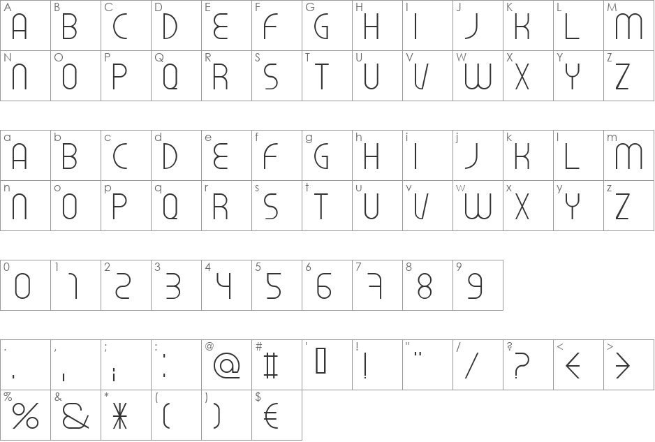 BARCO. D.A serifa font character map preview