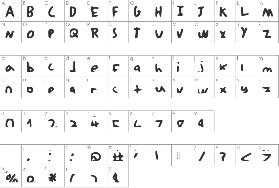 schoolboy font character map preview