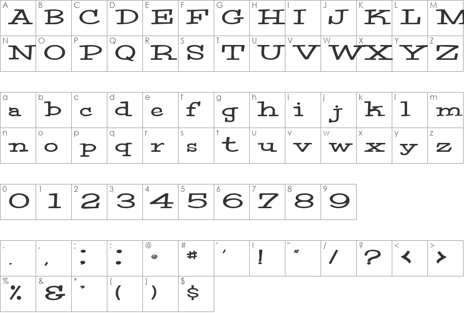 SchoolBoyOld80 font character map preview