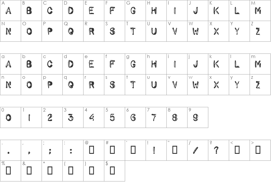 Schwarz font character map preview