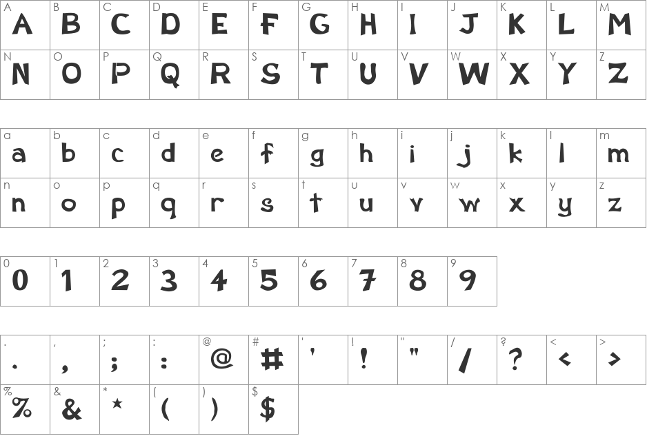 SchwarzWald font character map preview