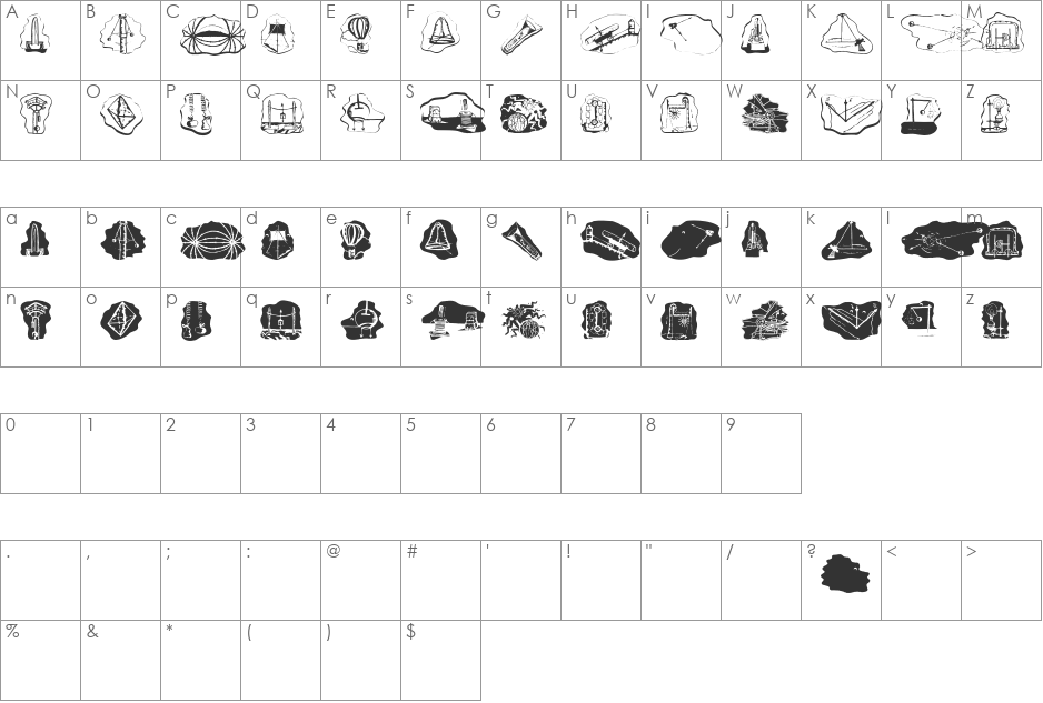 ScienceBats font character map preview