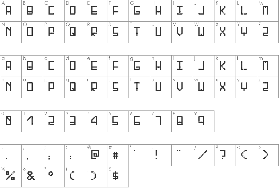 Barf At The Supermarket font character map preview