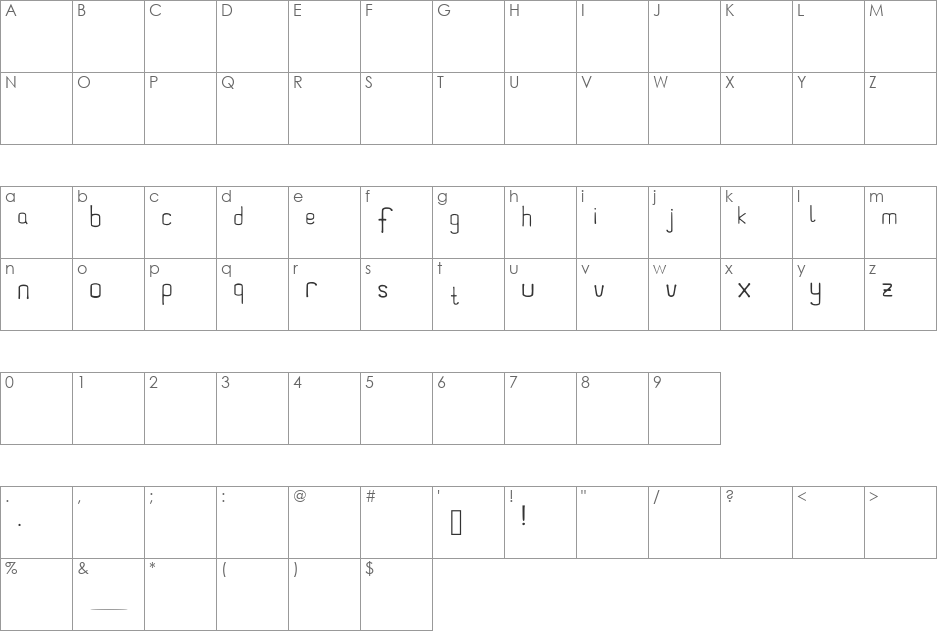 Scrabbler font character map preview