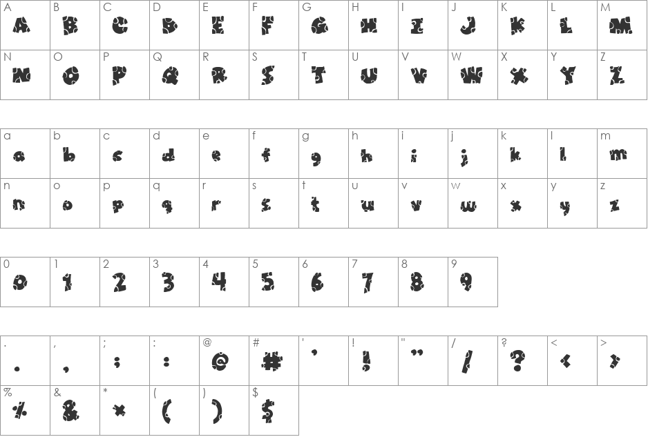 Scramble font character map preview