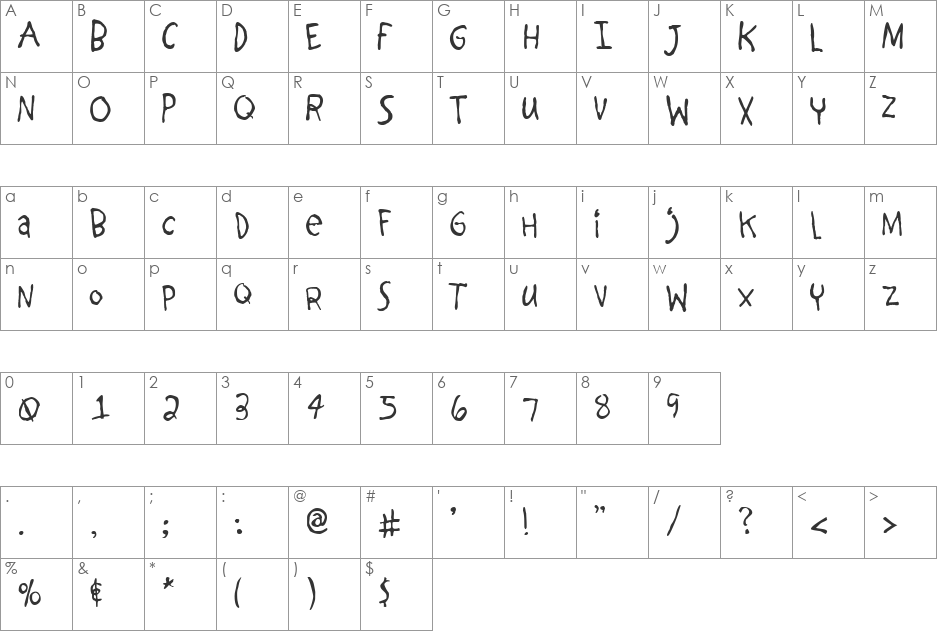 Scrap Brother font character map preview